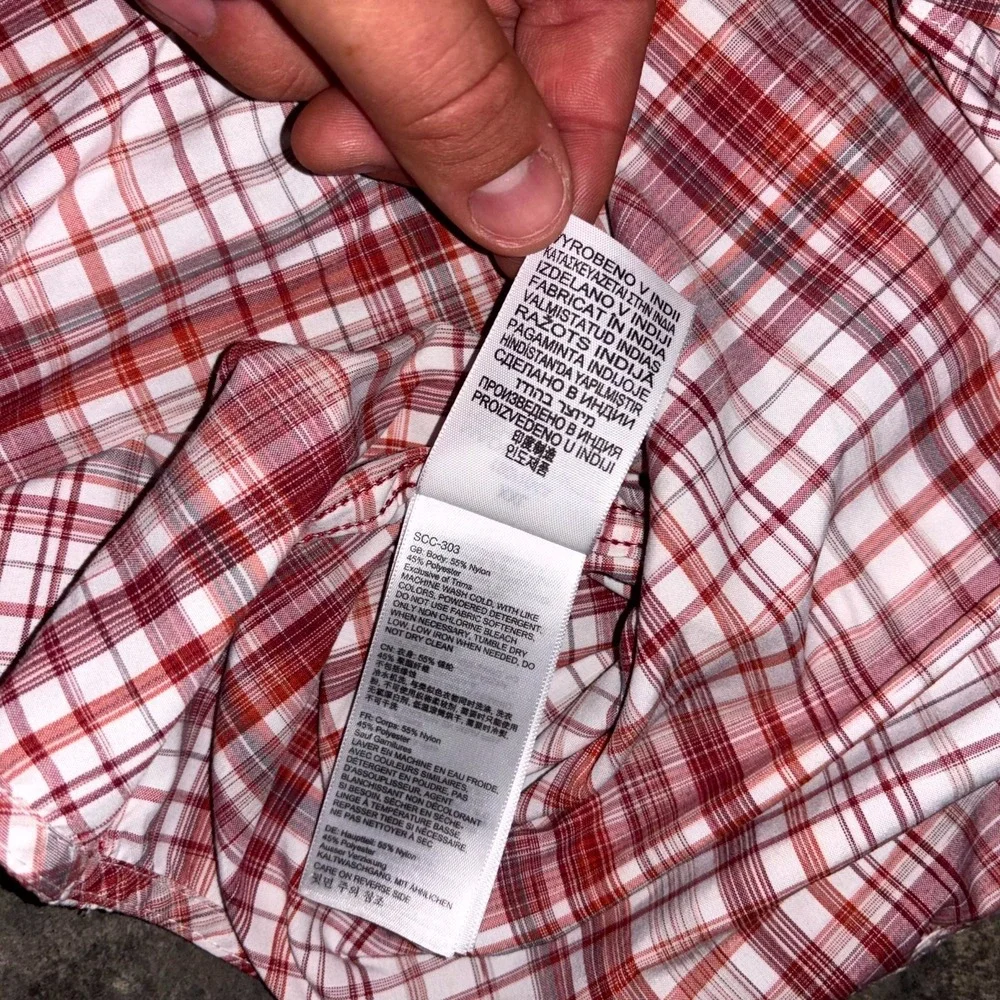 Marmot Shirt Mens 2XL Red White Plaid Nylon Short Sleeve Button Front Casual - Picture 11 of 12